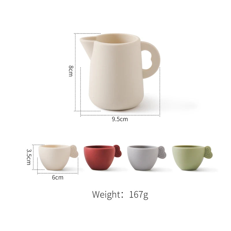 ☕ Montessori Wooden Coffee Maker & Table Set – Pretend Play Kitchen Toy for Kids
